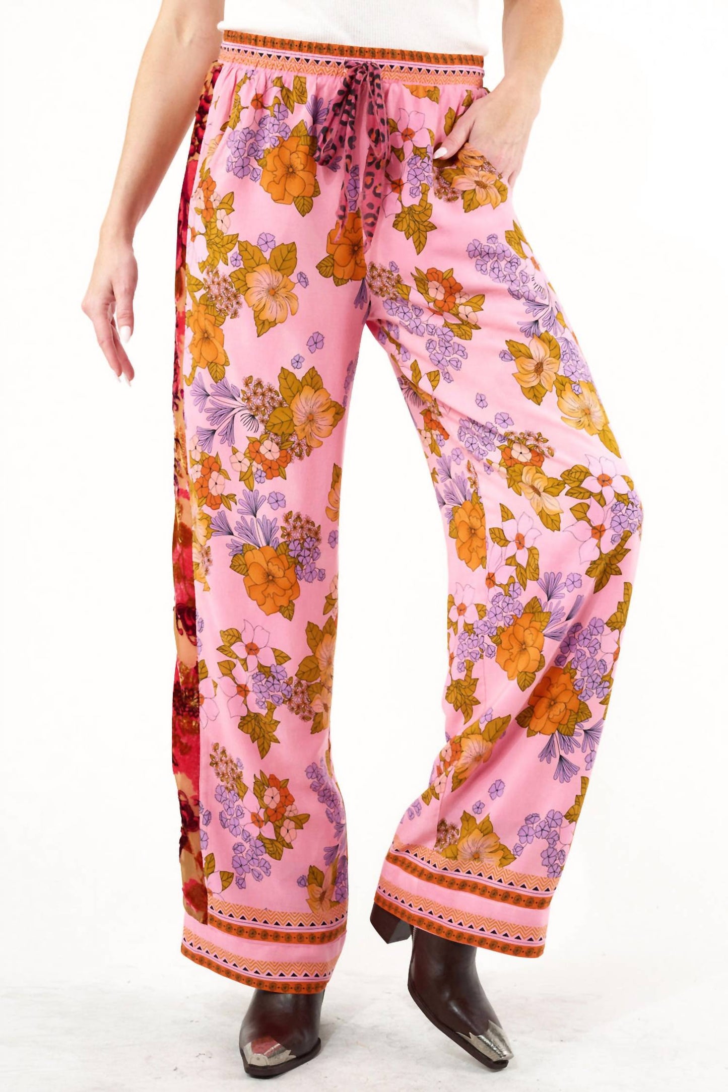 Aratta - Golden Aurela Floral Print Elastic Waist Pants