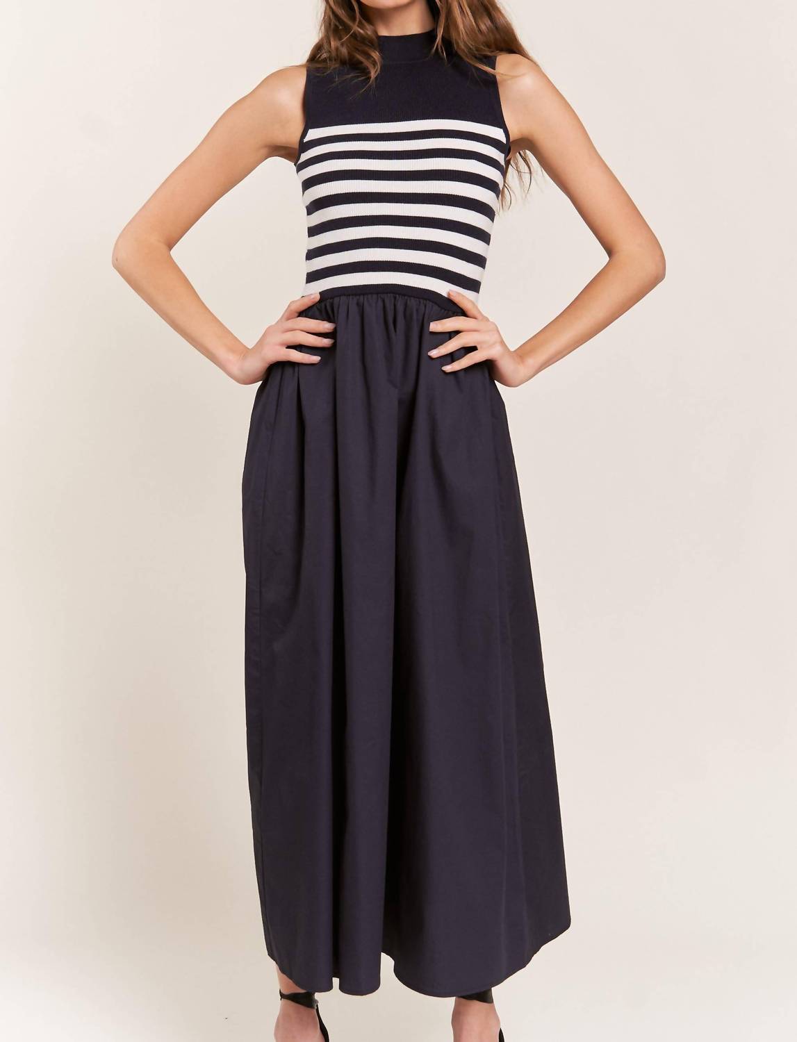 In The Beginning - Sleeveless Mock-neck Maxi Dress