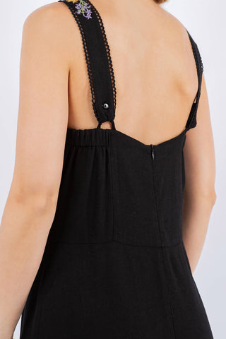 Paparazzi - Linen Blend Embroidered Maxi Dress