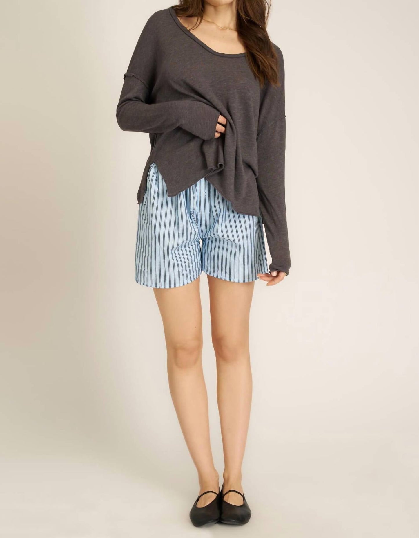 Project Social T - Mae Textured V-neck Long Sleeve Top
