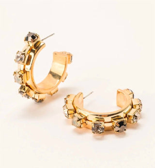 Violet & Brooks - Women's Camille Crystal Thick Hoop Earrings