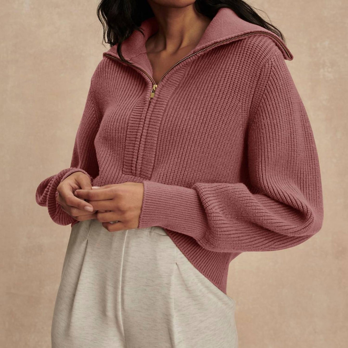 Varley - Maura Half-zip Rib Knit Sweater