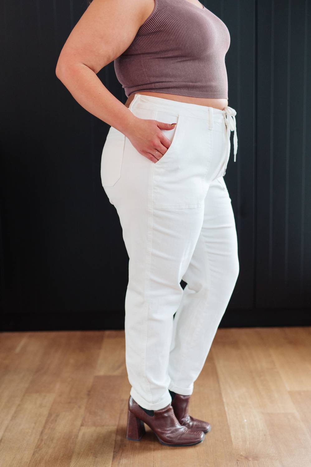 Judy Blue - Women's High Rise Denim Drawstring Waistband Jogger