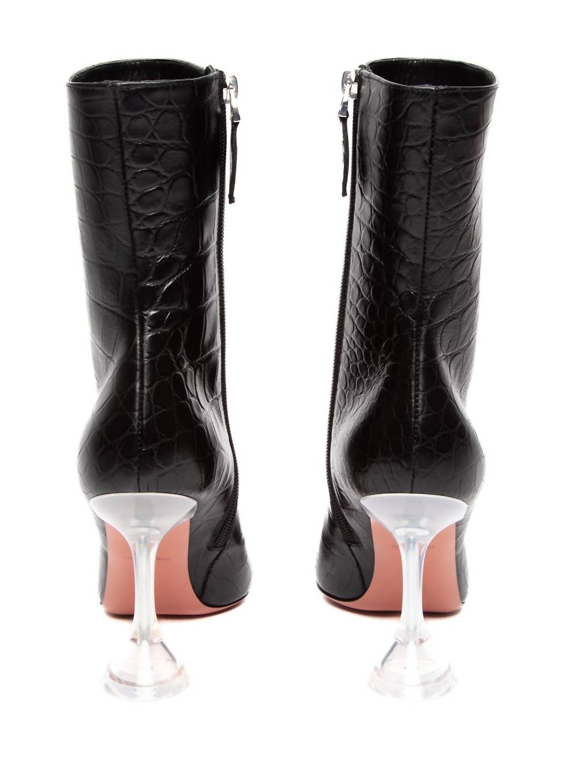 Amina Muaddi - Women's Giorgia Croc Leather Mid-calf Boots