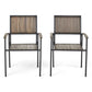 Vermilion Outdoor Dining Chair With Vertical Slat And Wooden Arm