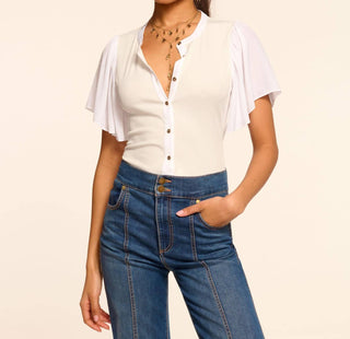 Ramy Brook - Colette Ribbed Combo Short Sleeve Top