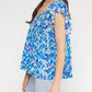 Entro - Printed V-Neck Ruffle Sleeves Top - Plus