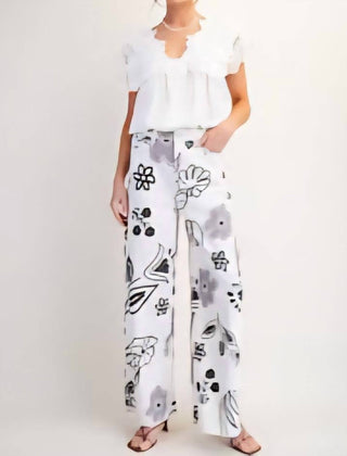 Easel - Wide Leg Print Jeans