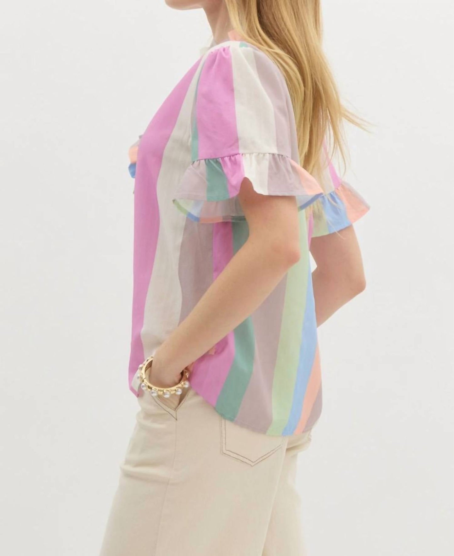 Entro - Pastel Stripe Blouse