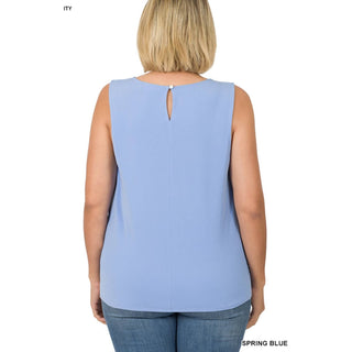 Zenana - Ity Sleeveless Front Neck Pleat Top
