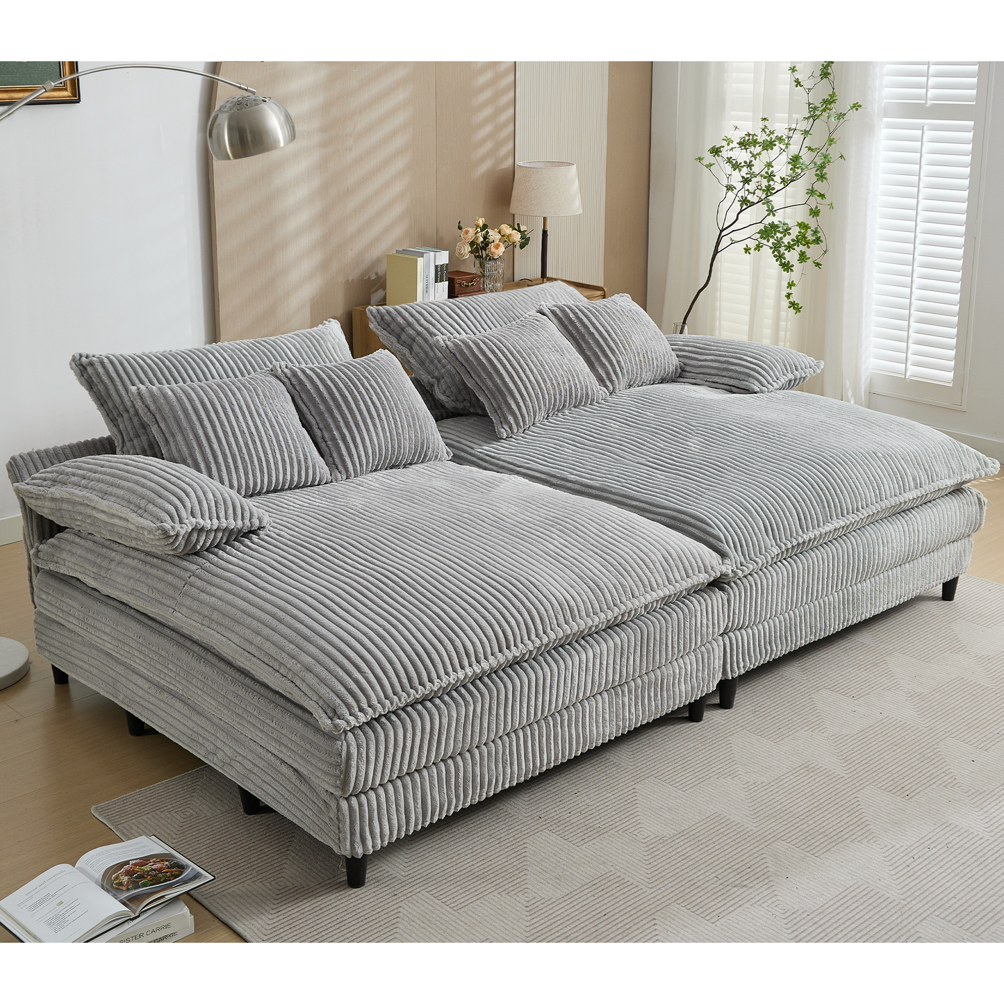 109" W Oversized Double Lounge Chaise Sofa