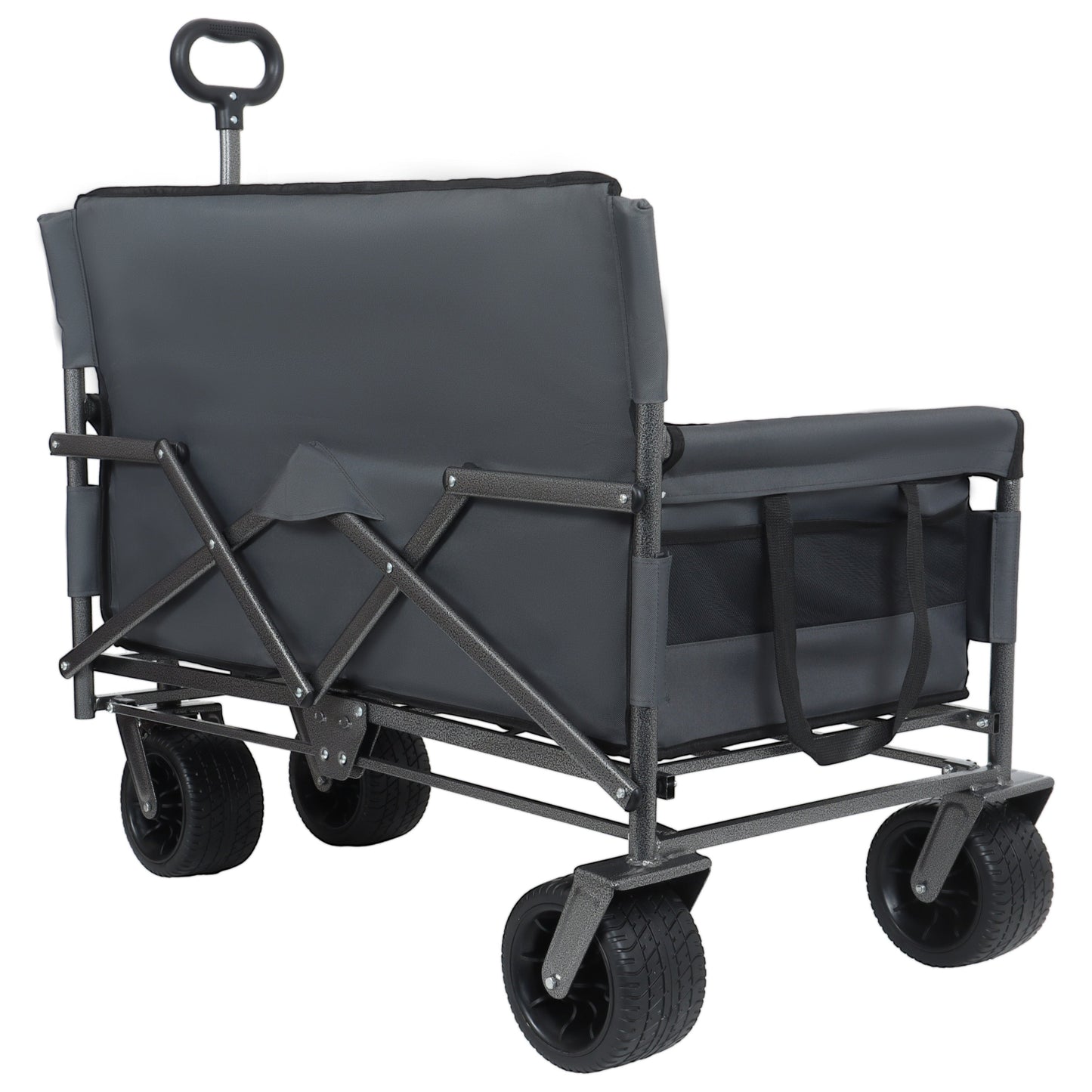 3-in-1 Convertible Folding Wagon Cart with Bench Seat & Storage