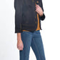 Multiples - Zip Cuff 3/4 Sleeve Fringe Denim Jacket