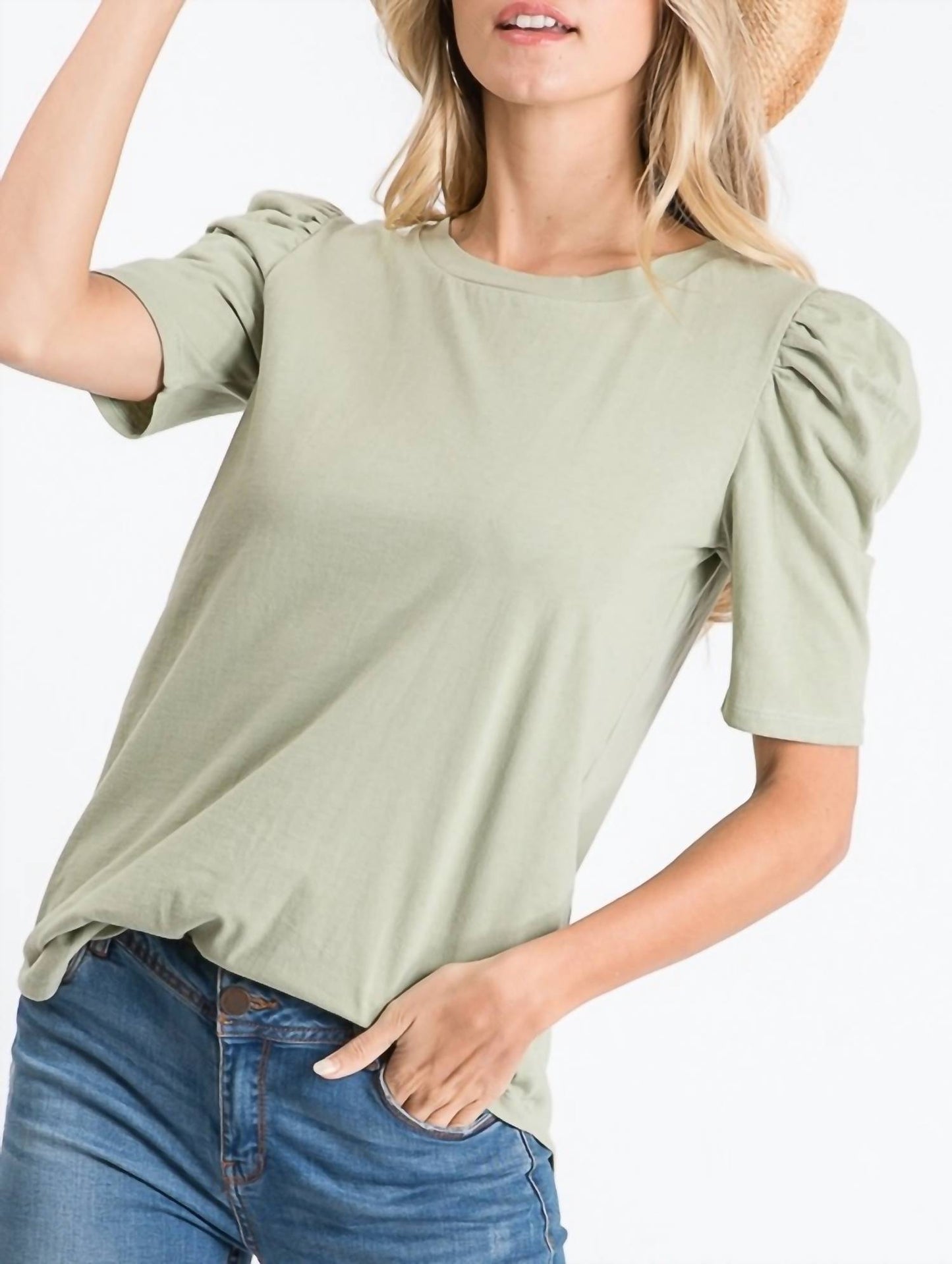 7Th Ray - SOLID PUFF SLEEVE TOP
