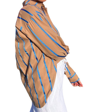 Entro - Espresso Striped Button Up Top