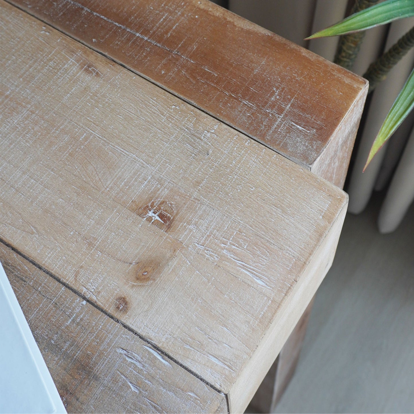 Modern Rustic Console Table - 71" Entryway Table with Sculpted Block Design