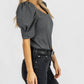 2.7 August Apparel - U-NECK PLEATED PUFF TOP