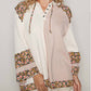 Pol - Oversize Long Sleeve Floral Patch Two Tone Hoodie Top