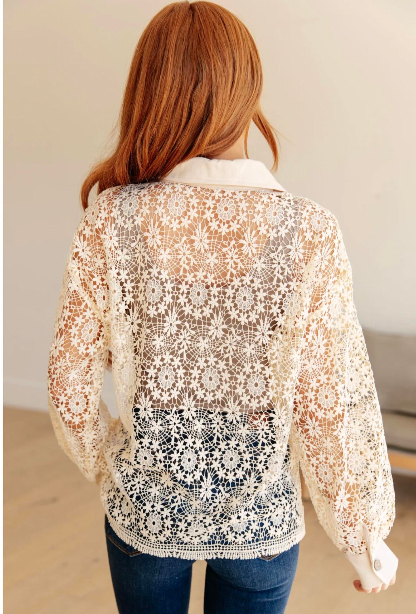 White Birch - Vintage Lace Button Up Blouse