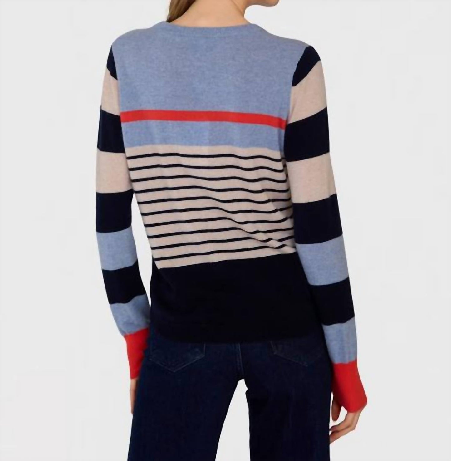 Autumn Cashmere - Striped Shirttail Crew Neck Sweater
