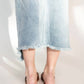 Recollection Brand - Frayed Hem Asymmetrical Stretch Denim Maxi Skirt