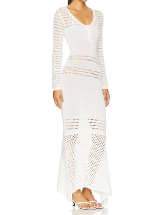 Matthew Bruch - Striped Mesh Handkerchief Midi Dress