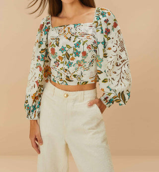 Farm Rio - BOTANICALS LACE BLOUSE