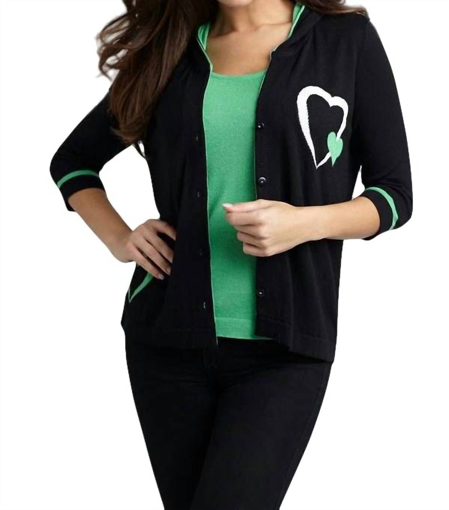 Angel Apparel - Double Heart Hooded Cardigan