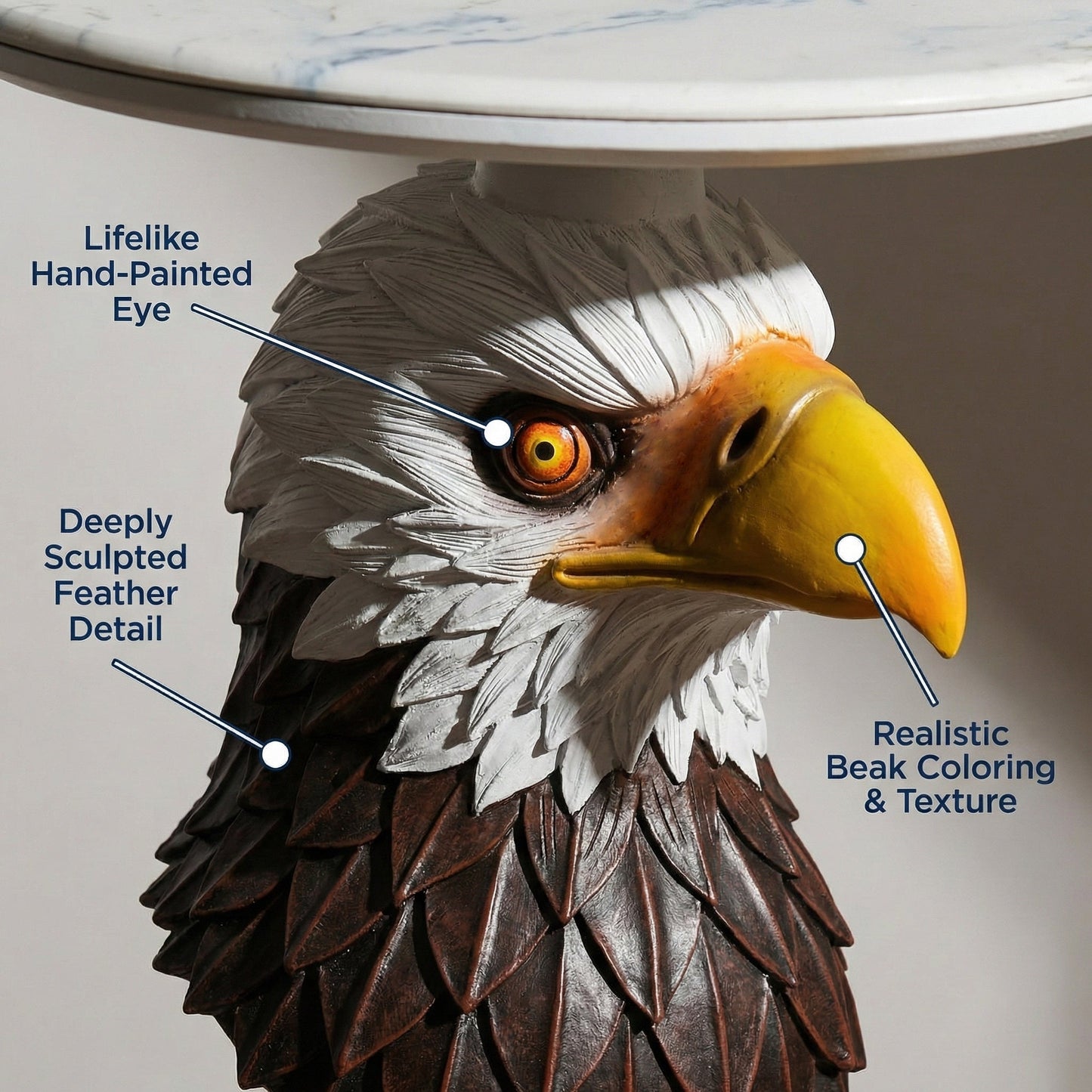 Eagle Head Accent Table Animal Statue End Table