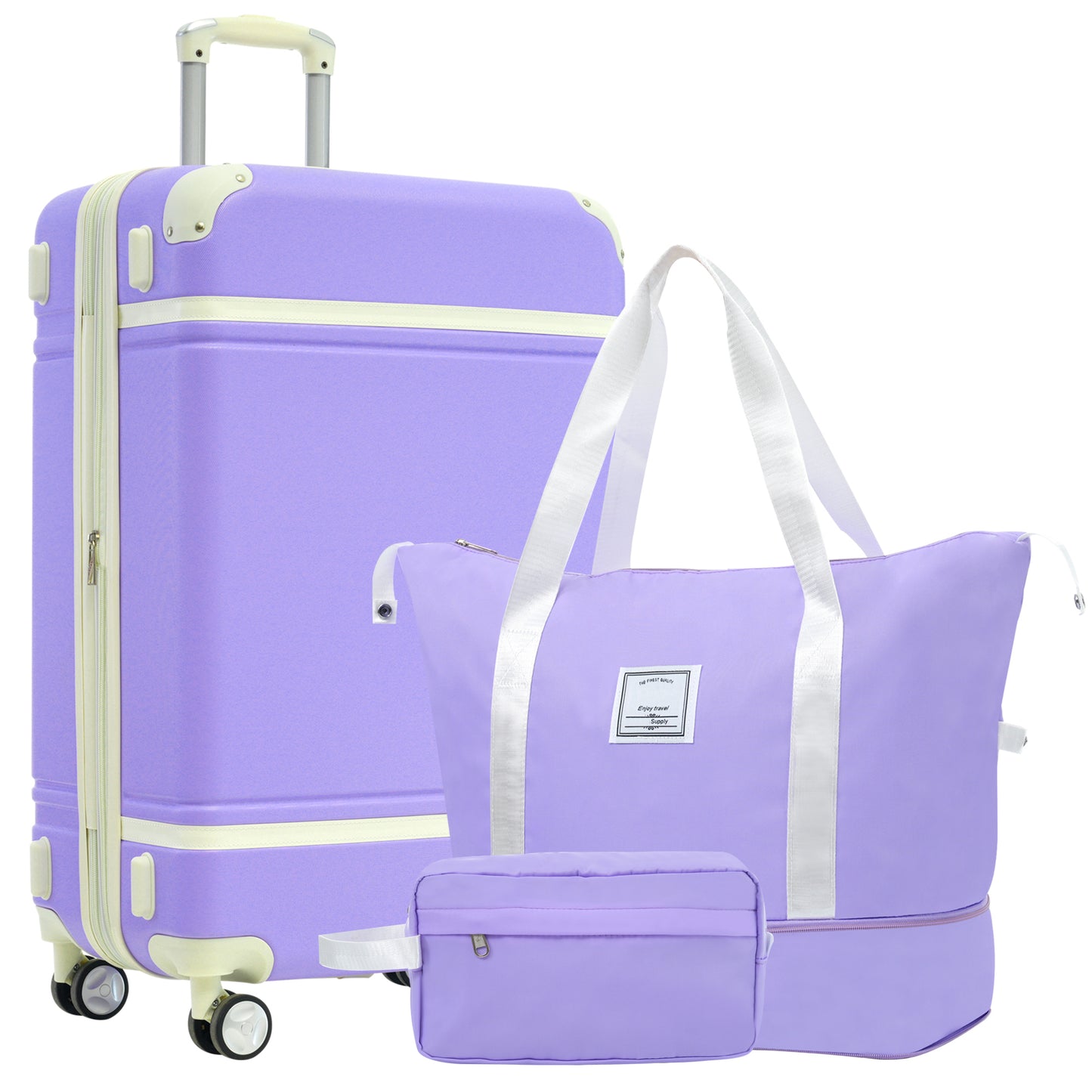 Hardshell Luggage Sets with Bags Lightweight Suitcase Double Spinner Wheels with TSA Lock ,Single Vintage Luggage 28 IN,Purple
