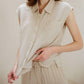 By Together - Gauze Button Down Collar Neck Sleeveless Top