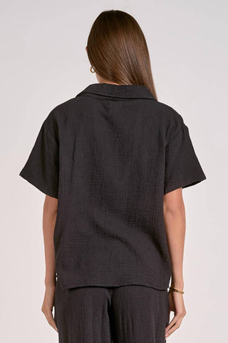 Elan - Della Short Sleeve Gauze Top