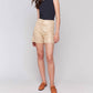 Charlie B - Foil Linen Shorts With Patch Pockets