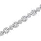 10K White Gold 4.0 cttw Brilliant Round-cut and Baguette Diamond Floral Cluster Link Bracelet (I-J Clarity, I1-I2 Color) - Size 7"