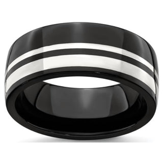 Quality Gold - Men's Titanium And Sterling Silver Ring