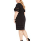 Jessica Howard Women's Illusion Trim Ribbed Dress Black Size 20W