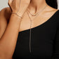 Eklexic - Women's Micro Cable Link Chain Lariat Necklace