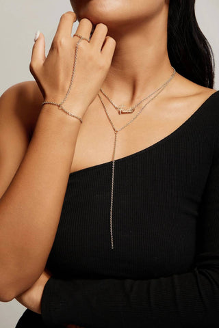 Eklexic - Women's Micro Cable Link Chain Lariat Necklace