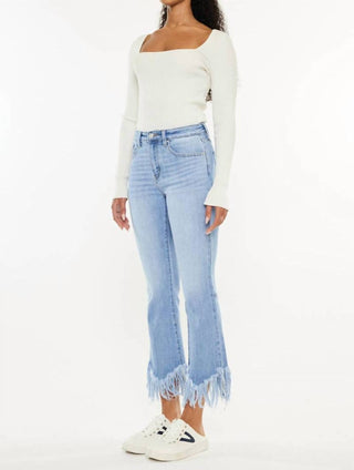 Kancan - Women's High Rise Crop Bootcut Denim Pants