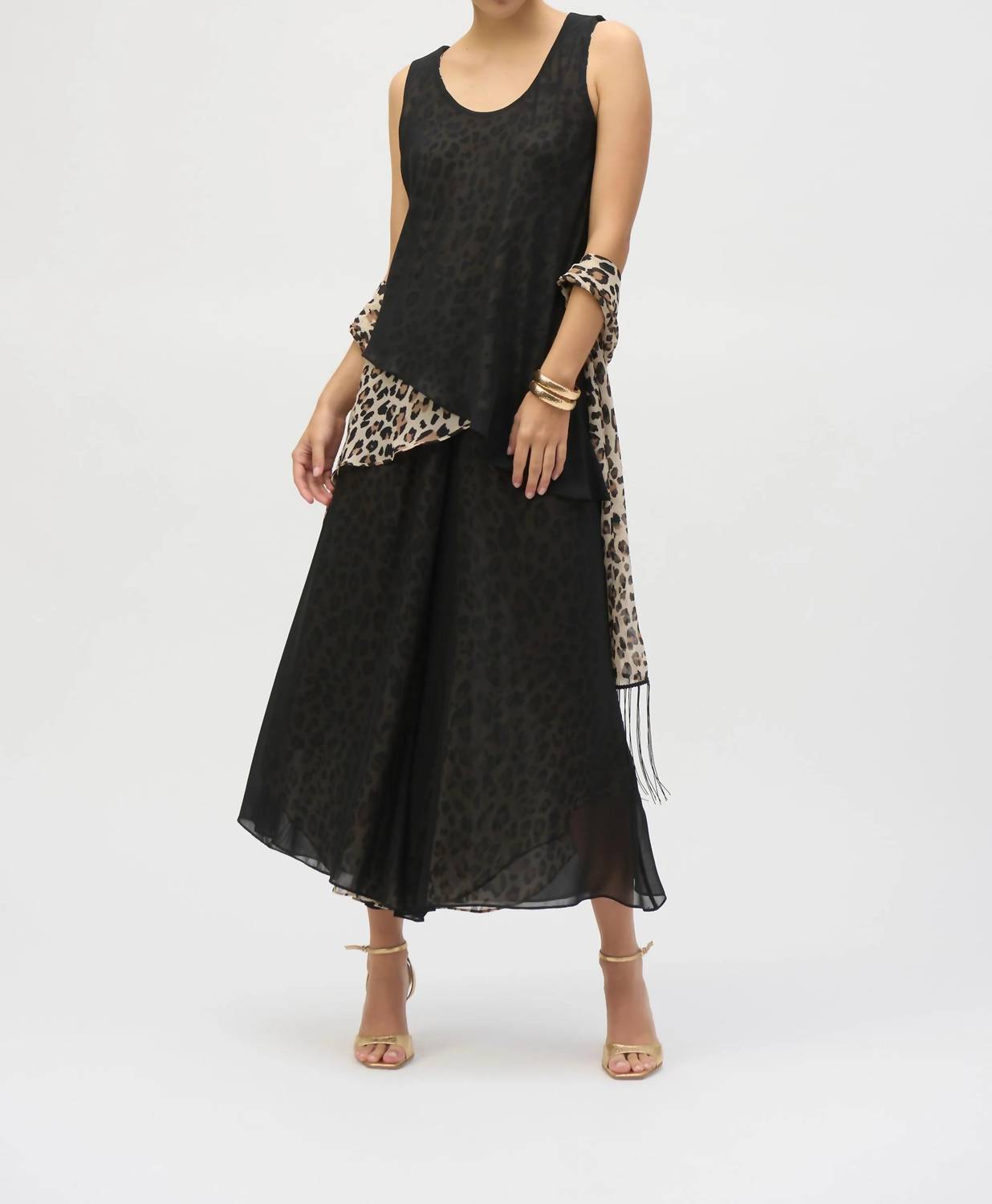Joseph Ribkoff - Animal Print Chiffon Reversible Culotte Pants