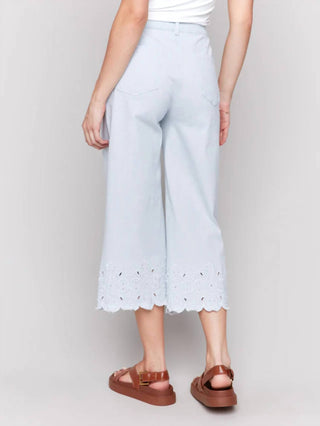 Charlie B - Wide-leg Cropped Jeans With Scallop Embroidered Hem