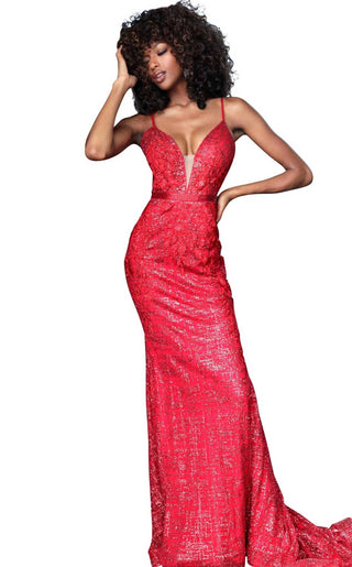 Jovani - Embroidered Floral Appliqued Gown