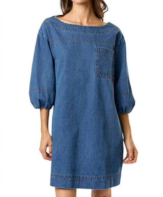 Lalavon - Denim Puff Sleeve Mini Dress