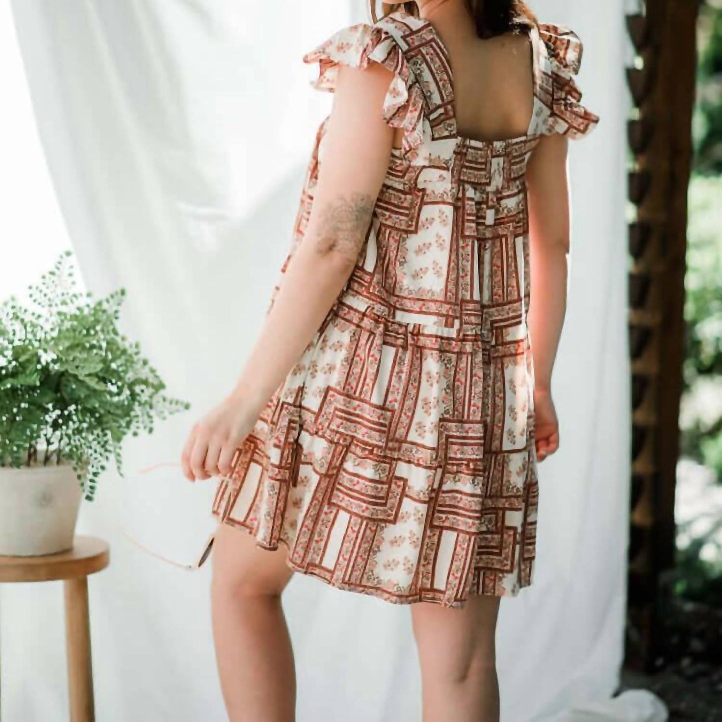 Entro - Printed Square Neck Dress