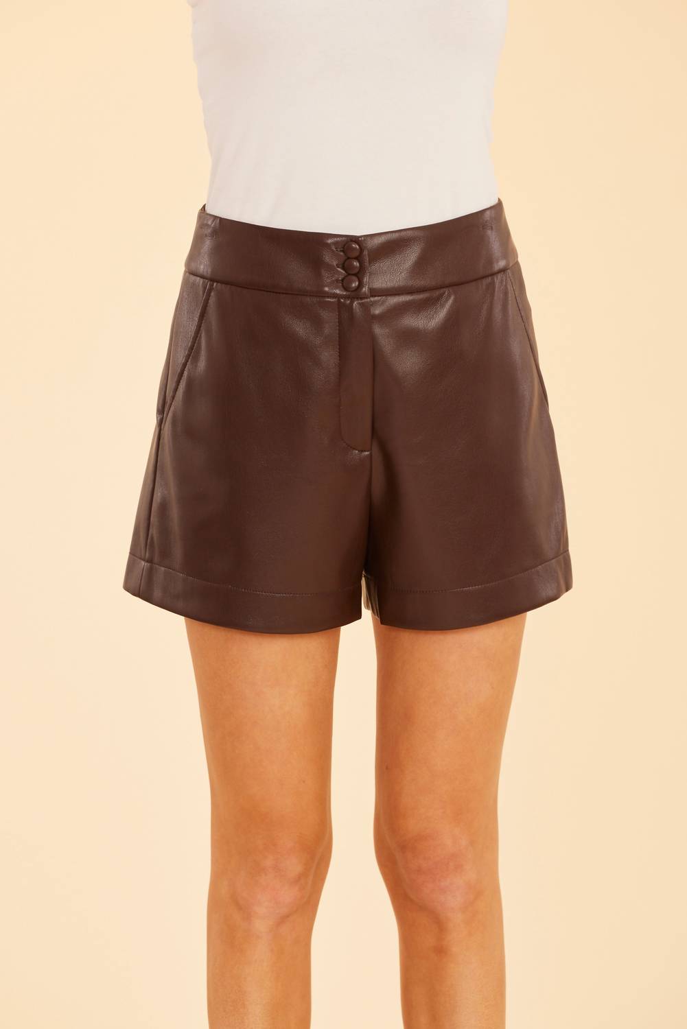 Dolce Cabo - High Waisted Faux Leather Shorts