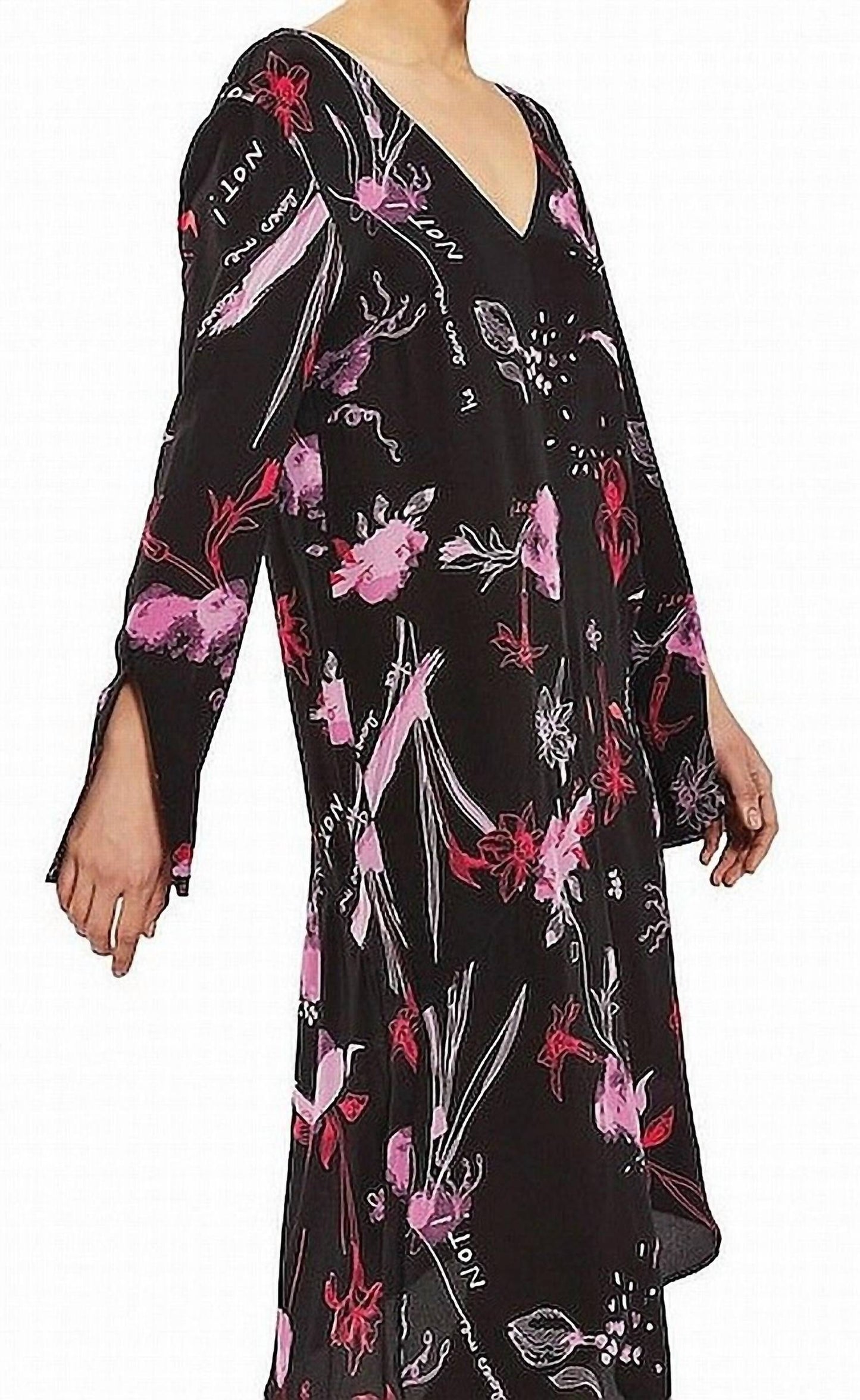 Topshop - Silk Asymmetrical Hem Floral Print Dress