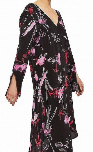 Topshop - Silk Asymmetrical Hem Floral Print Dress