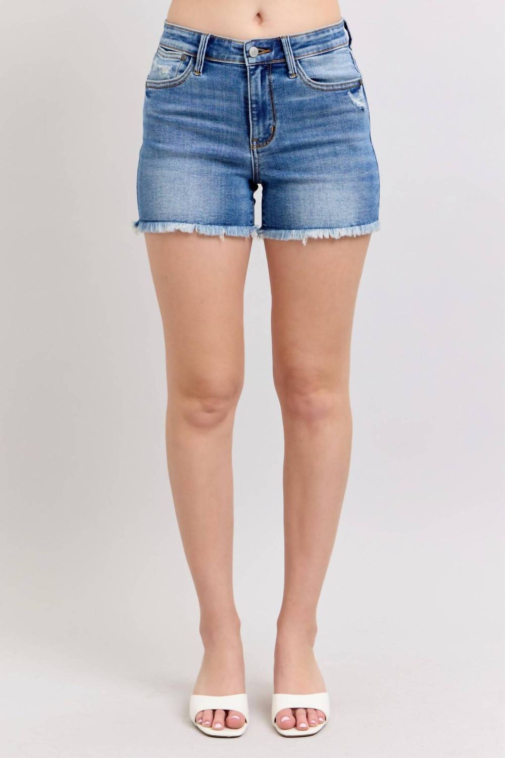 Judy Blue - High Waist Fray Hem Denim Short