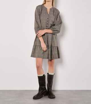 Apricot - HERITAGE CHECK RUFFLE HEM MINI DRESS