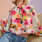 Theo The Label - Theia Orchid Print Ruffle Blouse